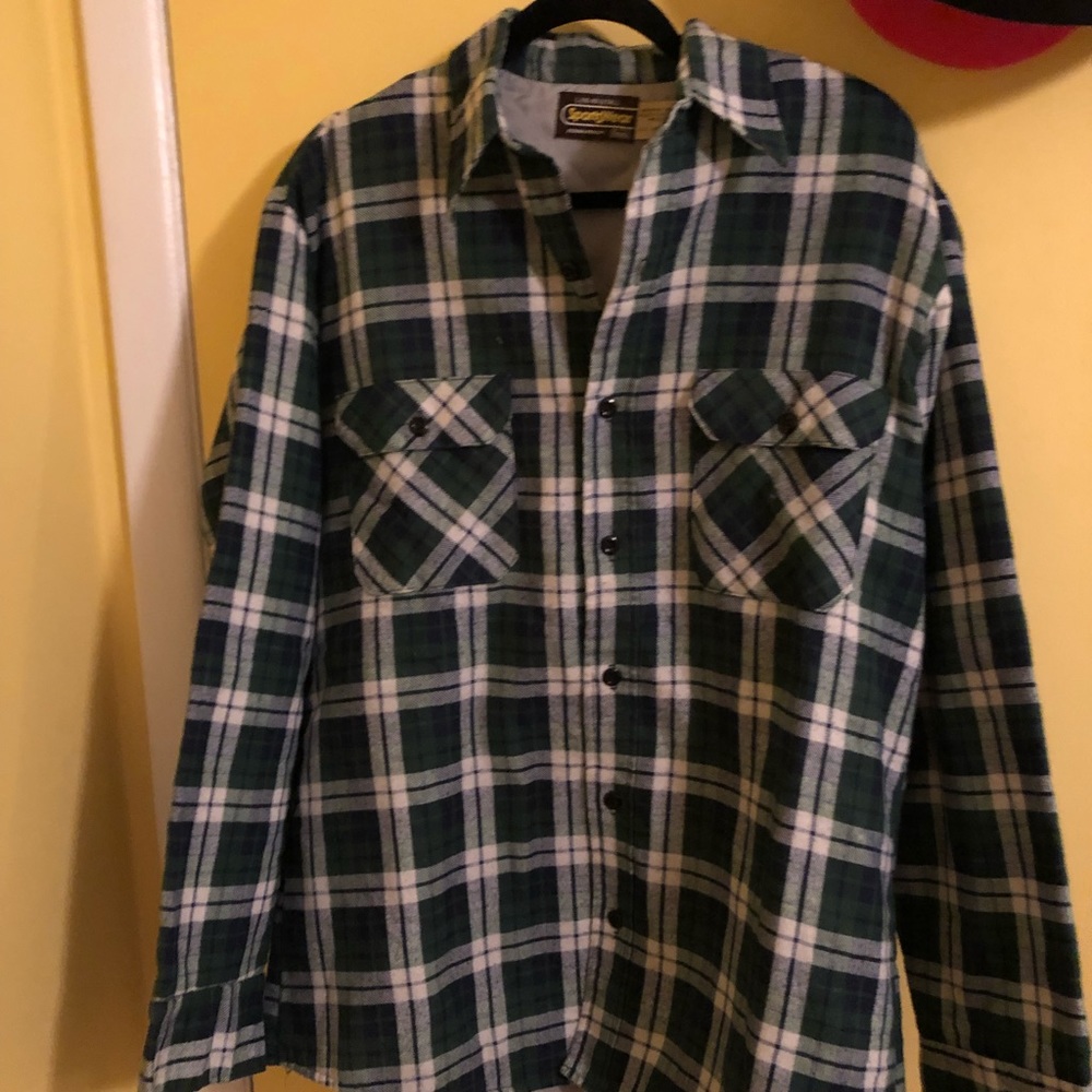 Green & white flannel
